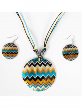 Fashion Zig Zag Print Necklace and Earrings Set